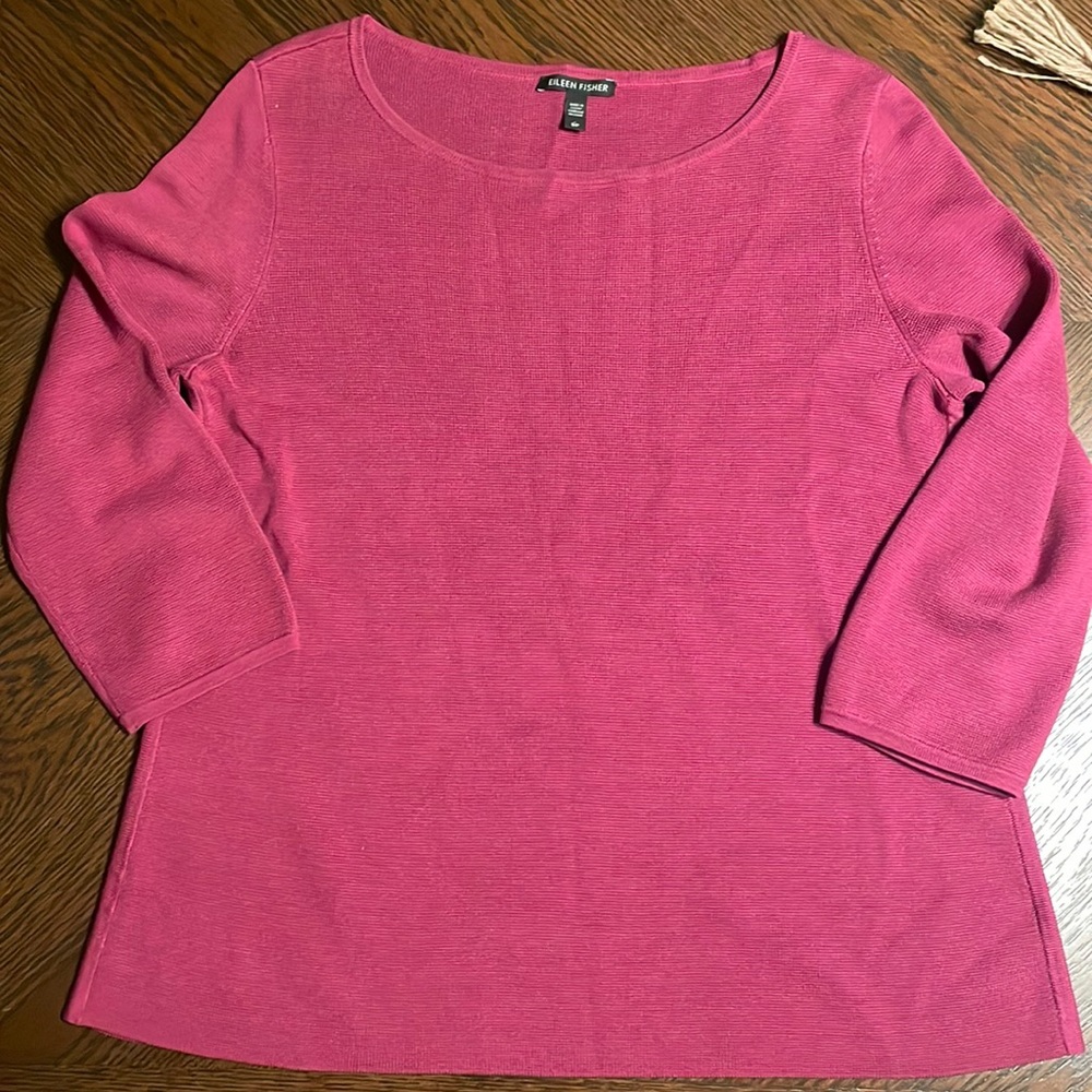 Eileen Fisher Small Silk Organic Cotton Interlock Bateau Neck Sweater MRSP $318